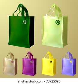 vector set of three reusable shopping bags