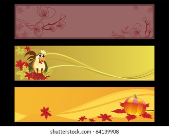 vector set of three thanksgiving header