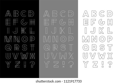 Vector set of three trendy english alphabets - minimalistic modern fonts. Stylish latin letters.