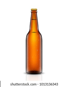 Vector set, Three-dimensional bottles. 3d illustration of empty beer bottles. Packing for your design. Realistic set of isolated objects.