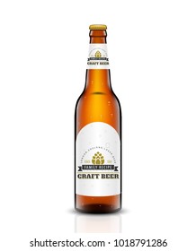 Vector set, Three-dimensional bottles. 3d illustration of empty beer bottles. Packing for your design. Realistic set of isolated objects.