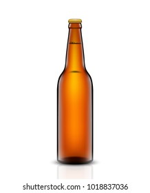 Vector set, Three-dimensional bottles. 3d illustration of empty beer bottles. Packing for your design. Realistic set of isolated objects.
