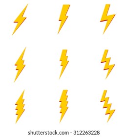 Vector Set of Thunder Lighting Icons