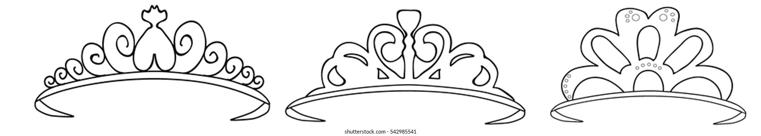 vector, set, tiara, isolated, contours