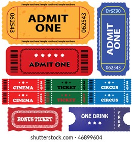 vector set: tickets in different styles