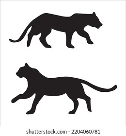 Vector Set Of Tigers Silhouettes Illustration Isolated On White Background