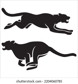 Vector Set Of Tigers Silhouettes Illustration Isolated On White Background