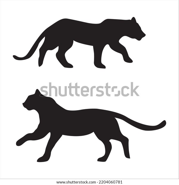 Vector Set Tigers Silhouettes Illustration Isolated Stock Vector Royalty Free 2204060781 