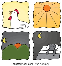 vector set of time of the day