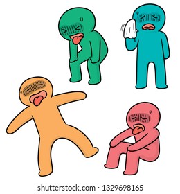 vector set of tired people