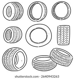 vector set of tires cartoon