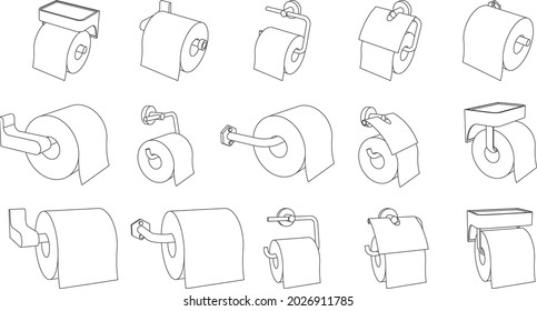 Vector set of toilet paper roll holder empty and full on white background