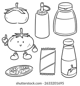 vector set of tomato and tomato ketchup