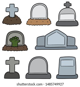 vector set of tombstone cartoon
