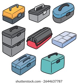 vector set of toolbox cartoon