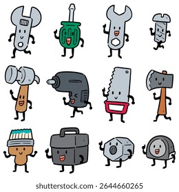 vector set of tools cartoon
