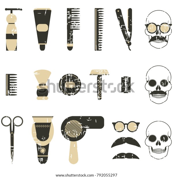 Vector Set Tools Mens Hairdresser Barber Beauty Fashion Stock Image