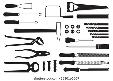 Conjunto de Vector de herramientas de ilustración de silueta. 