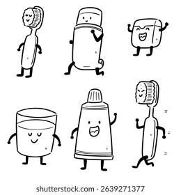 vector set of tooth care set cartoon
