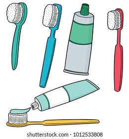 vector set of toothbrush and toothpaste