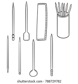 vector set of toothpick