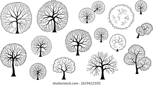 Vector set of Top view tree for outdoor plan or map and architecture drawing, elements for environment