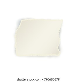 Vector set of torn paper set. Different square shape of blank scraps. Notebook sheets with ripped edges for your design. Realistic isolated illustration on a white background.