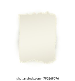 Vector set of torn paper set. Different square shape of blank scraps. Notebook sheets with ripped edges for your design. Realistic isolated illustration on a white background.