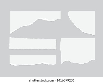 Vector set of torn sheet of paper in realistic style. Vector