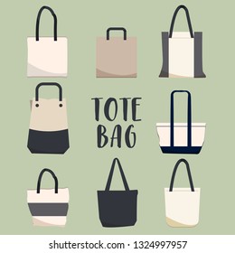 Vector set of tote bags. Template	Mock-up 