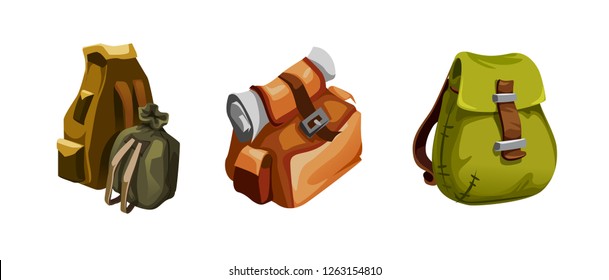 Vector set of tourists bags