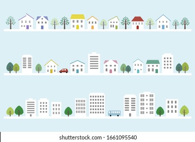 vector set of town and city