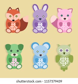 Vector set of toy animals in cartoon style
