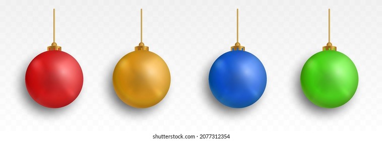 Vector set of toys for the Christmas tree on an isolated transparent background. Ball on the christmas tree png, multi-colored balls. Christmas decoration, decoration.