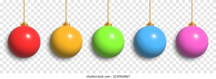 Vector set of toys for the Christmas tree png. Ball on the christmas tree png, multicolored balls. Christmas decoration.