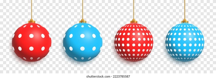 Vektorset von Spielzeug für den Weihnachtsbaum. Ball auf dem Weihnachtsbaum, mehrfarbige Bälle. Weihnachtsdekoration.