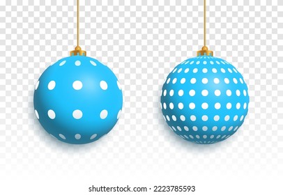 Juego de vectores de juguetes para el árbol de Navidad. Pelota en el árbol de navidad, bolas multicolores. Decoración navideña.
