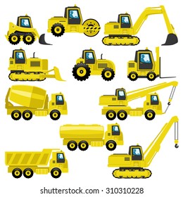 Vector set. Tractors and trucks.