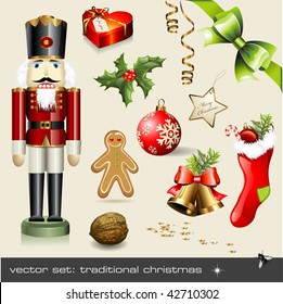 vector set: traditional christmas - assorted classical holiday items