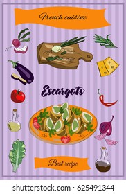 Vector set of traditional cuisine best recipe with hand drawn vegetables. Vector illustration. Restaurant menu.