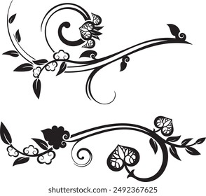 Vector set of traditional Japanese floral ornaments and oriental decorative designs. Extremely clean vector lines, vinyl and laser ready.