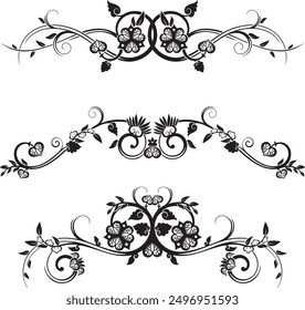 Vector set of traditional Japanese floral ornaments and oriental decorative designs. Extremely clean vector lines, vinyl and laser ready.