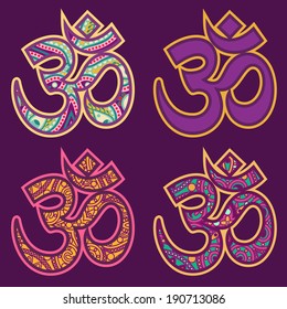 vector set of traditional ornamental orient ohm sign