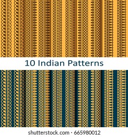 vector set with traditional seamless vector colorful indian patterns