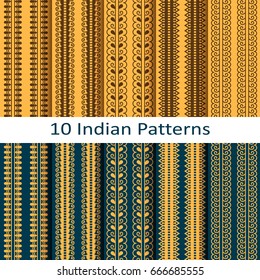 vector set with traditional seamless vector colorful indian patterns