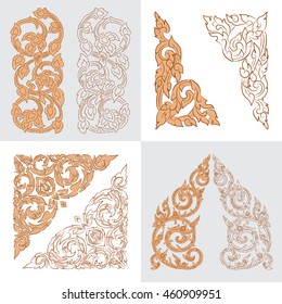 vector set of traditional Thai ornaments on white background. EPS
