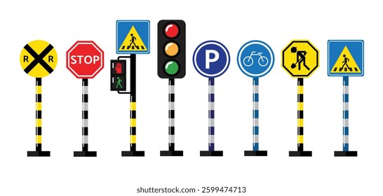 Vector Set of Traffic Signs and Signals for Road Safety