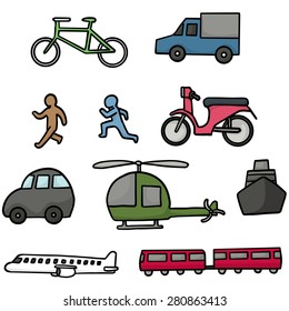 vector set of transportation and vehicle