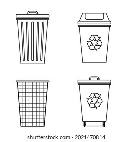 Vector set of trash cans with different shapes