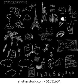 vector set of travel and education symbols